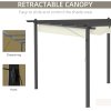 Outsunny 4 x 3(m) Aluminium Outdoor Pergola with Retractable Roof, Outdoor Gazebo Canopy Shelter with Grommet Holes for Garden, Patio, Lawn, Cream White