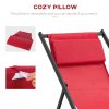 Outsunny Set of 2 Folding Garden Beach Aluminium Frame Deck Chairs Deckchairs Seaside Folding Garden Patio Lounger, Red