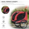 PawHut Steel Dog Bike Trailer Pet Cart Carrier for Bicycle Kit Water Resistant with Hitch Coupler Travel Red and Black