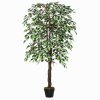 Outsunny 160cm/5.2FT Artificial Ficus Silk Tree with Nursery Pot, Decorative Fake Plant, for Indoor Outdoor D??cor