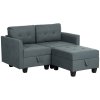 HOMCOM Convertible Modular Sectional Sofa with Storage, Tufted 2 Seater Sofa Set, L Shaped Couch with Ottoman, Wood Frame for Living Room