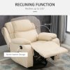 HOMCOM PU Leather Massage Recliner Chair with 8 Points and Heat, Manual Reclining Chair with Swivel Base, Footrest and Remote, Rocking Armchair, Beige