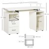 HOMCOM Computer Desk Office PC Table Workstation with Keyboard Tray, CPU Shelf, Drawers, Sliding Scanner Shelf, White