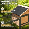 PawHut Rabbit Hutch Outdoor, Wooden Guinea Pig Hutch with Steel Run, Removable Leak Proof Tray, Water-Resistant Roof, Ramp, Small Animal House for 2-3 Bunnies, Guinea Pigs, 217 x 53 x 86 cm