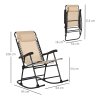Outsunny Garden Rocking Chair Folding Outdoor Adjustable Rocker Zero-Gravity Seat with Headrest Camping Fishing Patio Deck, 95 x 64 x 106 cm - Beige