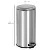 HOMCOM Foot Pedal Bin Stainless Steel Metal Waste Rubbish Lid Kitchen Garbage 30L Silver