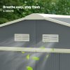 Outsunny 13 x 11ft Metal Garden Shed, Outdoor Storage Tool House with Ventilation Slots, Foundation Kit and Lockable Double Doors, Grey
