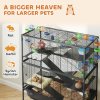 PawHut Hamster Cage, 5 Tier Large Gerbil Cage on Wheels with 17 cm Deep Tray, Storage Shelf, Big Exercise Wheel, Tube System, Hut, Platforms, Ramps, Food Dish, Water Bottle, for Syrian Hamsters, Rats