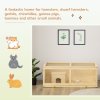 PawHut Wooden Hamster Cage, Small Animal Cage with Sliding Tray, Openable Top, Hut, Exercise Play House for Syrian Hamsters, Natural Wood Finish