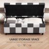 HOMCOM 114 x 47 x 47cm Velvet Storage Ottoman, Button-tufted Footstool Box, Toy Chest with Lid for Living Room, Bedroom