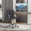 Vinsetto Office Chair, Makeup Vanity Chair, Mid Back Computer Chair, PU Leather Swivel Study Chair with Adjustable Height, Armrest and Rolling Wheels