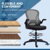Vinsetto Draughtsman Chair with Flip-up Armrests, Mesh Standing Desk Chair with Lumbar Support and Adjustable Foot Ring for Bar Counter, Dark Grey