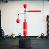 HOMCOM 4-in-1 Boxing Punching Bag Free Standing with 2 Speed Balls, 360 Degree Relax Bar, PU-Wrapped Boxing Bag and Fillable Base, 160-230cm Adjustable Height, Red