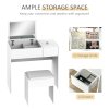 HOMCOM Dressing Table with Flip-Up Mirror and Cushioned Stool, Makeup Vanity Desk with Hidden Compartments and Storage Drawer, Convertible Writing Table for Bedroom, White