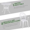 Outsunny 3 Piece Patio Bistro Set for 2, Outdoor Aluminium Garden Table and Chairs with Adjustable Footpads for Balcony, Garden and Patio, White