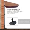 Outsunny 2.3m Half Parasol Semi Round Umbrella Patio Metal Frame Crank Handle for Balcony- NO BASE INCLUDED, Brown