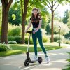 SPORTNOW Electric Scooter for Kids, Folding E Scooter for Age 6-14 with Dual Brakes, Up to 14 KM/H, Maximum Range 6 KM, 6.8kg Lightweight, Front Suspension, LED Colourful Lights, Black