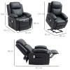 HOMCOM Riser and Recliner Chair with Massage, Power Lift Recliner Chair for Elderly with Remote Control, Extended Footrest, Dual Side Pockets, Overstuffed Electric Reclining Armchair, Black
