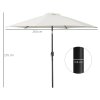 Outsunny 2.6M Garden Parasol Umbrella with Tilt and Crank, Outdoor Sun Parasol Sunshade Shelter with Aluminium Frame, Grey