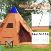 Outsunny 6 Men Tipi Tent, Camping Tent with Mesh Windows, Sewn-in Floor, Two Doors and Carry Bag, Easy Set Up, for Hiking Picnics Outdoor Night, Orange