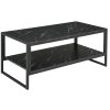 HOMCOM Coffee Table, Two-Tier Marble Centre Table with Metal Frame and Storage Shelf for Living Room, 106 x 50 x 45cm