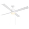 HOMCOM Ceiling Fan with Light, 130cm Flush Mount LED Ceiling Fan Light with 4 Reversible Blades, Pull-chain Switch, for Bedroom Living Room, White and Natural Tone