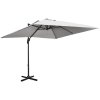 Outsunny 2.7 x 2.7 m Cantilever Parasol, Square Overhanging Umbrella with Cross Base, Crank Handle, Tilt, 360 Rotation and Aluminium Frame, Grey