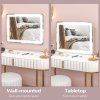 HOMCOM Vanity Mirror with Lights, Large Lighted Makeup Mirror with 3 Colour Lighting Modes, 10X Magnifying, USB Charging Port, Touch Screen, Tabletop or Wall Mounted Design for Bedroom, White