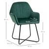 HOMCOM Modern Accent Chair, Velvet-Feel Fabric Upholstered Armchair with Metal Base for Living Room, Green