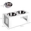 PawHut Raised Dog Bowl Feeding Bowls with Stand for Medium Dogs Elevated Pet Bowls Water Food Feeder 58L x 31W x 25H cm - White
