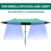 Outsunny 4.6m Garden Parasol Double-Sided Sun Umbrella Patio Market Shelter Canopy Shade Outdoor with Cross Base - Dark Green