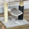 PawHut Small Cat Tree for Indoor Cats, Cat Scratching Post with Bed, Self Groomer, Toy - Grey