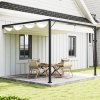 Outsunny 3 x 3(m) Outdoor Lean To Pergola Retractable Canopy Wall Mounted Gazebo Patio Shelter Sun Shade, Cream White