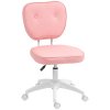 Vinsetto Cute Armless Office Chair, Small PU Leather Computer Desk Chair with Adjustable Height, Swivel Wheels, Mid Back, Pink