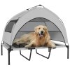 PawHut Elevated Dog Bed with Removable Canopy, Portable Cooling Raised Pet Cot with Breathable Mesh, Storage Bag, for Indoor Outdoor Use, for Large Dogs, 106 x 76 x 94 cm, Light Grey