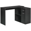 HOMCOM L-Shaped Desk, Corner Computer Desk, Adjustable Study Table with Storage Shelf, Drawer and Cabinet, Workstation for Home Offic