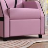 AIYAPLAY Kids Recliner, 2 in 1 Toddler Gaming Recliner with Backrest, Armrest, Footrest, PU Leather Lounge Armchair for Playroom, Bedroom, Kids Room, Pink