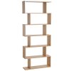 HOMCOM Bookcase, 6 Tier Shelf S Shaped Bookshelf, Storage Unit, Display Shelf for Living Room, Bedroom, Home Office, Plant