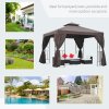 Outsunny 3 x 3 m Garden Gazebo Double-Roof Marquee Patio Wedding Party Tent Canopy Shelter with Sidewalls (Brown)