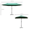 Outsunny 4.6m Garden Parasol Double-Sided Sun Umbrella Patio Market Shelter Canopy Shade Outdoor with Cross Base - Dark Green