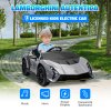 AIYAPLAY 12V Lamborghini Autentica Licensed Kids Electric Car with Butterfly Doors, Ride on Car with Remote Control, 4 Suspension Wheels, Soft Start, LED Lights, Music, Horn, Grey