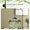 PawHut Reptile Lamp Stand, Adjustable Height and Width Heat Lamp for Reptile Amphibian Terrariums, Light Stand with Hook Hanging Steel Base, 86-129Hcm, 42-50Wcm - Black