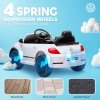 AIYAPLAY Volkswagen Beetle Licensed Ride on Car, 12V Kids Electric Car with Remote Control, 4 Spring Suspension Wheels, Soft Start, Headlights, FM Radio, Music, Horn, White