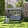 Outsunny Garden Swing Canopy Replacement 3 Seater, Waterproof Garden Swing Seat Canopy Cover, Windproof Anti-UV Sun Shade (Canopy Only) for Patio, Balcony, Dark Grey