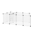 PawHut Pet Playpen, DIY Small Animal Cage, 18 Panels Portable Metal Fence, for Guinea Pigs, Hedgehogs, 175 x 70 x 45cm - White