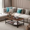 HOMCOM Coffee Table Industrial Side Table Living Room Table with Storage Shelf and Metal Frame for Home Office, 106L x 60W x 45Hcm