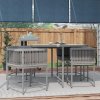 Outsunny 4 Seater Rattan Cube Garden Furniture Set with Cushions, Square Garden Dining Set with Stone Composite Board Top Table, Wicker Outdoor Table and Chairs, Grey