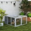 PawHut 48 Inch Rabbit Hutch Rabbit Run Small Animal Guinea Pig House Bunny Cage Hideaway Outdoor with Openable Roof Grey
