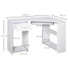 HOMCOM L-Shaped Corner Computer Desk w/ 2 Shelves Wide Worktop Keyboard Tray Drawer & CPU Stand Home Office Study Bedroom Furniture