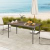 Outsunny Garden Table, Outdoor Dining Table for 6 People, 160 x 90 x 74 cm, with Rust Resistant Metal Frame, WPC Top, for Balcony, Terrace, Dark Grey